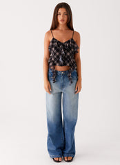 Jessie Cami Top - Taupe Check