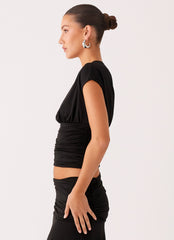 Liana Asymmetrical Top - Black