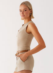 Bonny Fitted Top - Brown