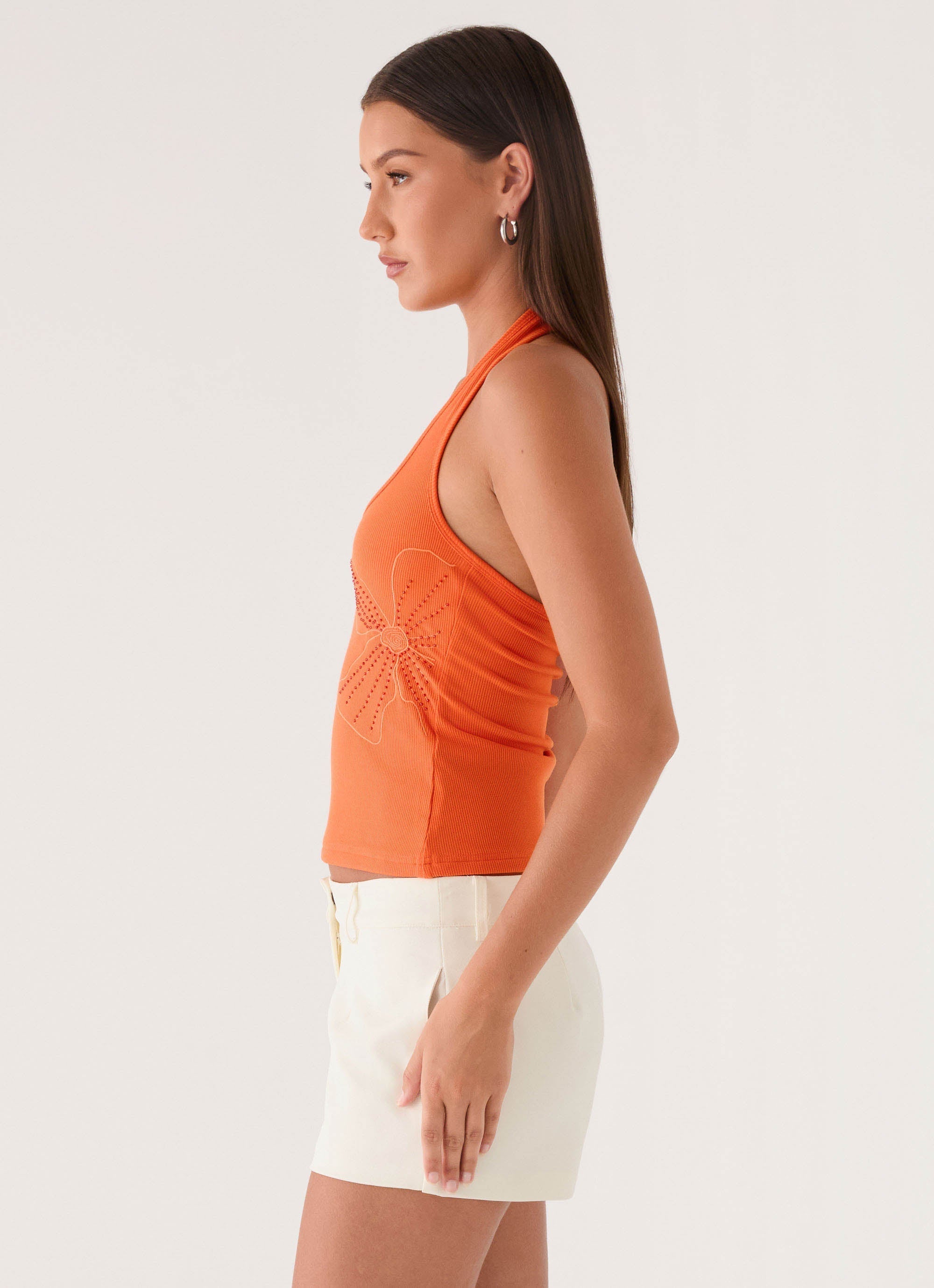 Monay Beaded Halter Top - Orange