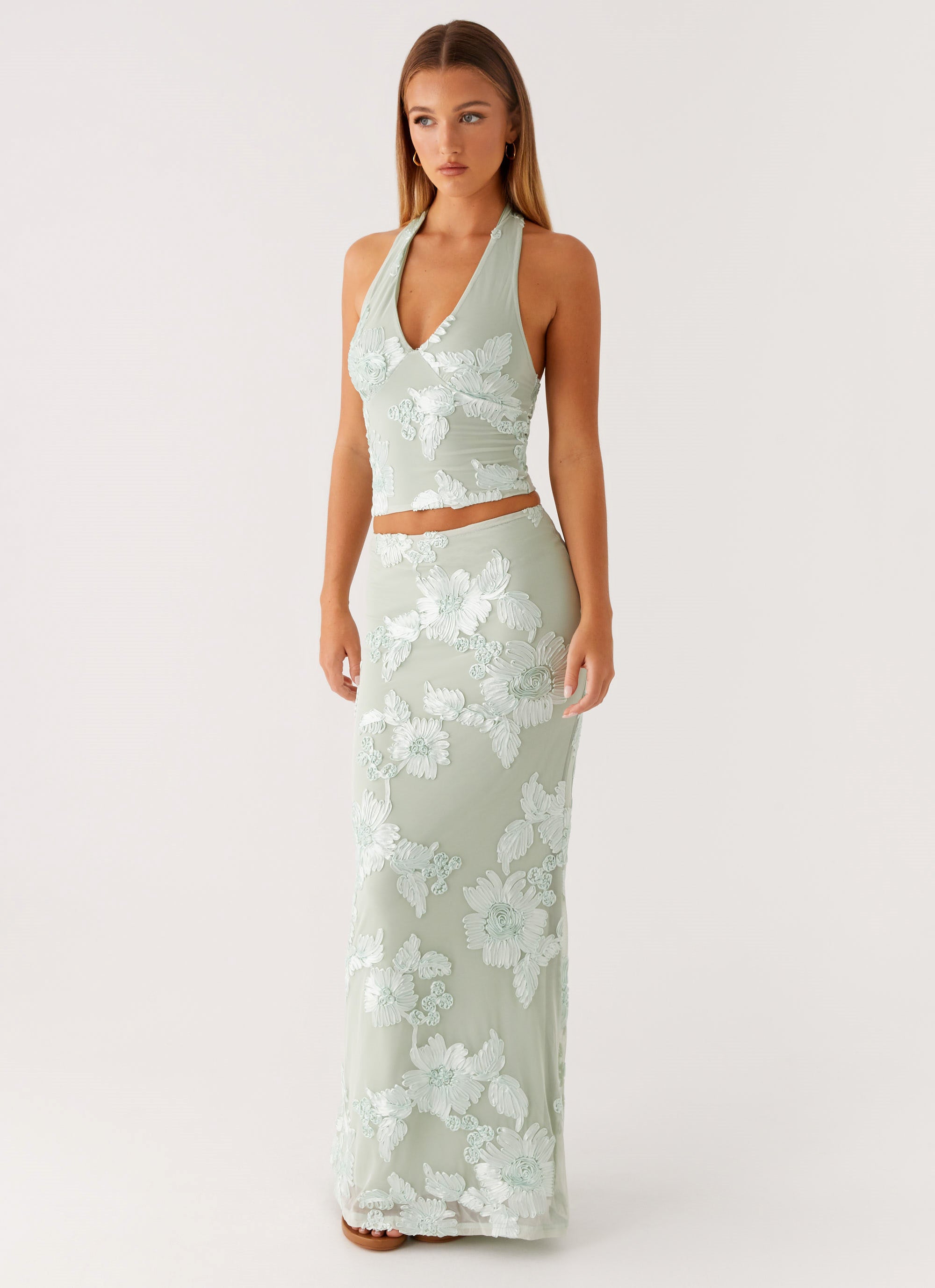Radiate Halterneck Top - Sage