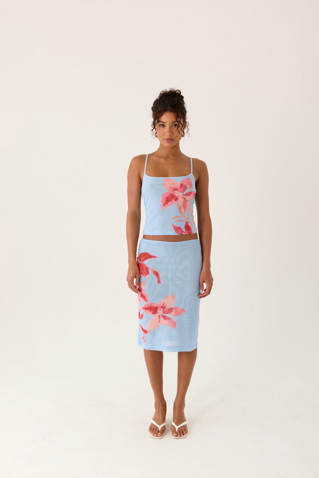 Tamia Midi Skirt - Blue Petal